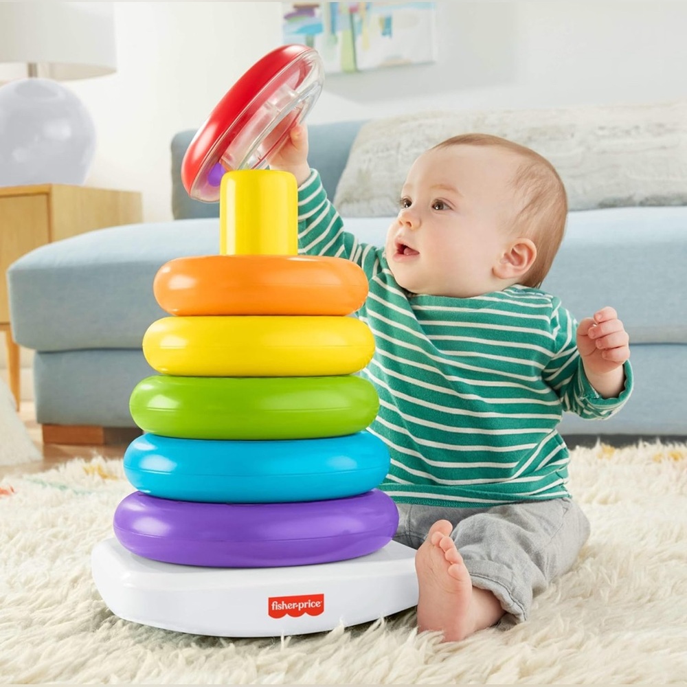 Fisher-Price Toddler Toy Giant Rock-A-Stack, 6 Stacking Rings